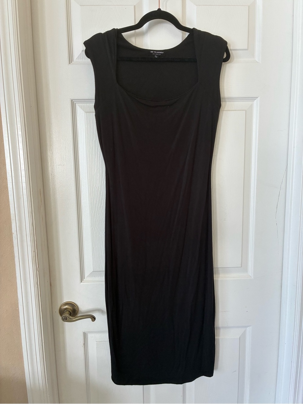 Classic Black Sleeveless Midi Sheath Dress See You Monday Brand, XL